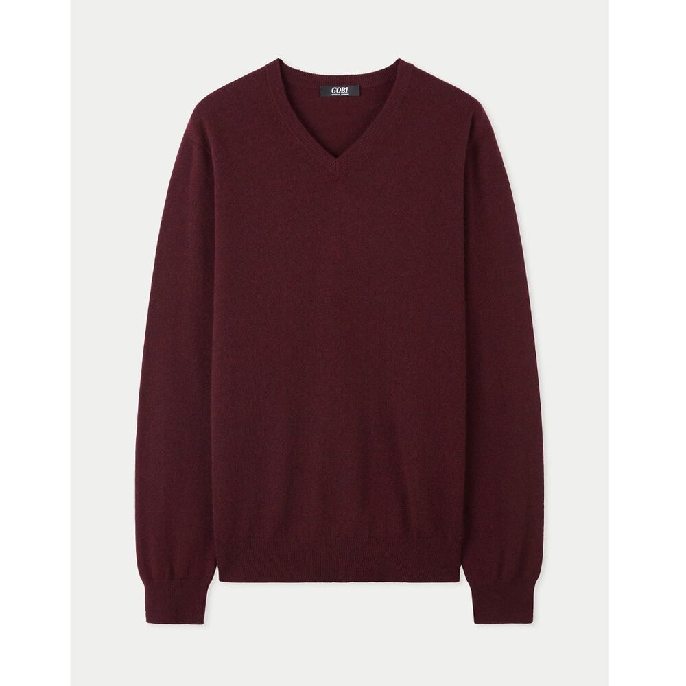 Gobi Essential Cashmere V-Neck Sweater, Zinfandel, Medium, New!